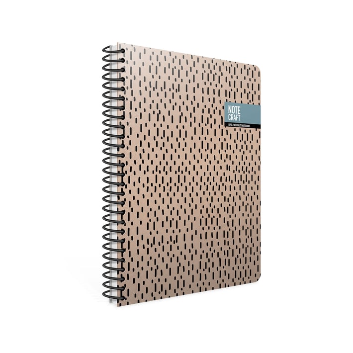 Gipta Тетрадка Notecraft, 17 х 24 cm, кремава хартия, широки редове, твърда корица, със спирала, 120 листа
