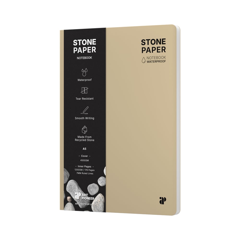Art Pioneer Тетрадка Stone Paper, A5, твърда корица, 88 листа, бежова