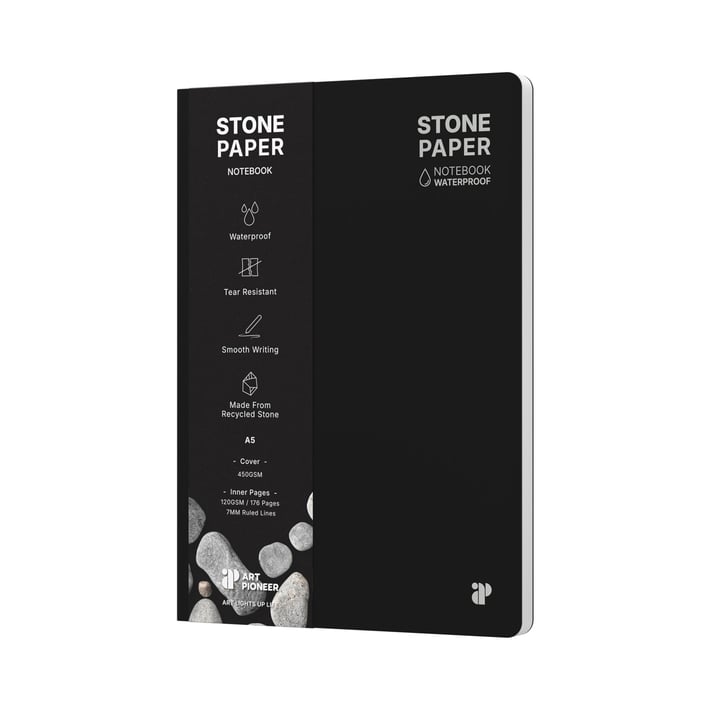 Art Pioneer Тетрадка Stone Paper, A5, твърда корица, 88 листа, черна