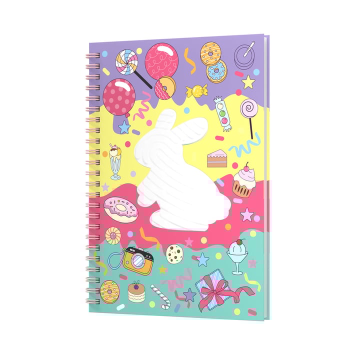 Art Pioneer Тетрадка Rabbit, A5, широки редове, твърда корица, със спирала, 80 листа