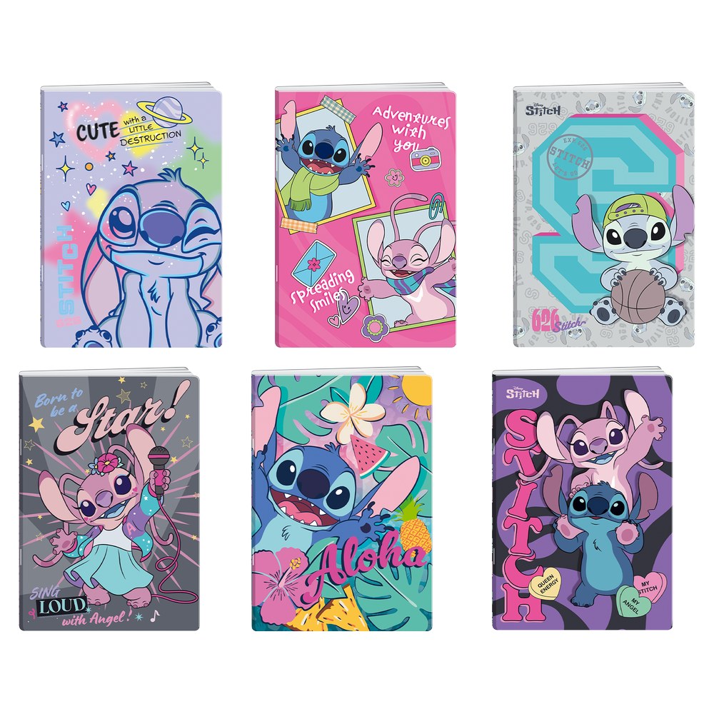 Тетрадка Best Buy Premium, Stitch, A5, бели листове, офсетова хартия, 50 листа, асорти, 1 брой