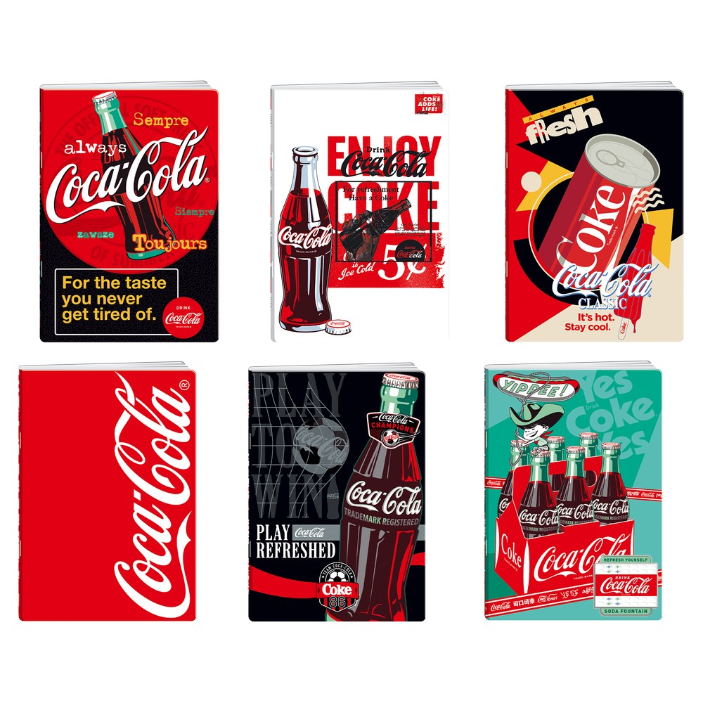 Тетрадка Best Buy Premium, Coca Cola, A5, на квадратчета, офсетова хартия, 50 листа, асорти, 1 брой