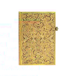 Paperblanks Тефтер Gold Inlay, 100 х 140 mm, широки редове, твърда корица, 104 листа