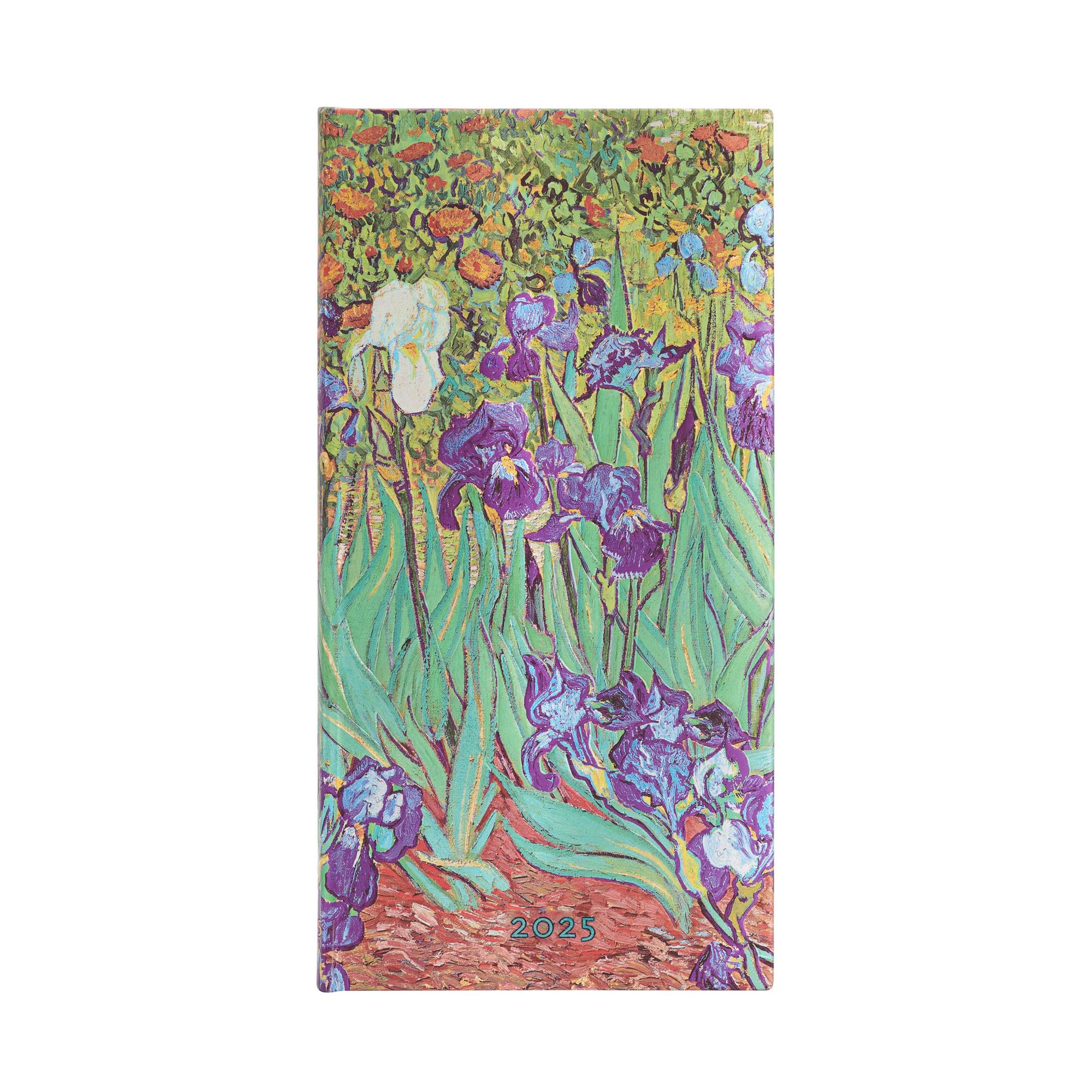 Paperblanks Планер Van Gogh's Irises, Slim, хоризонтален, твърда корица, 80 листа, за 2025 година