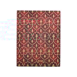 Paperblanks Планер Red Velvet, Ultra, вертикален, мека корица, 88 листа, за 2025 година
