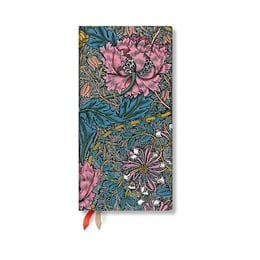 Paperblanks Планер William Morris Pink Honeysuckle, Slim, хоризонтален, твърда корица, 80 листа, за 2026 година