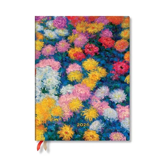 Paperblanks Планер Monet Chrysanthemums, Ultra, 1 ден на страница, мека корица, 216 листа, за 2026 година