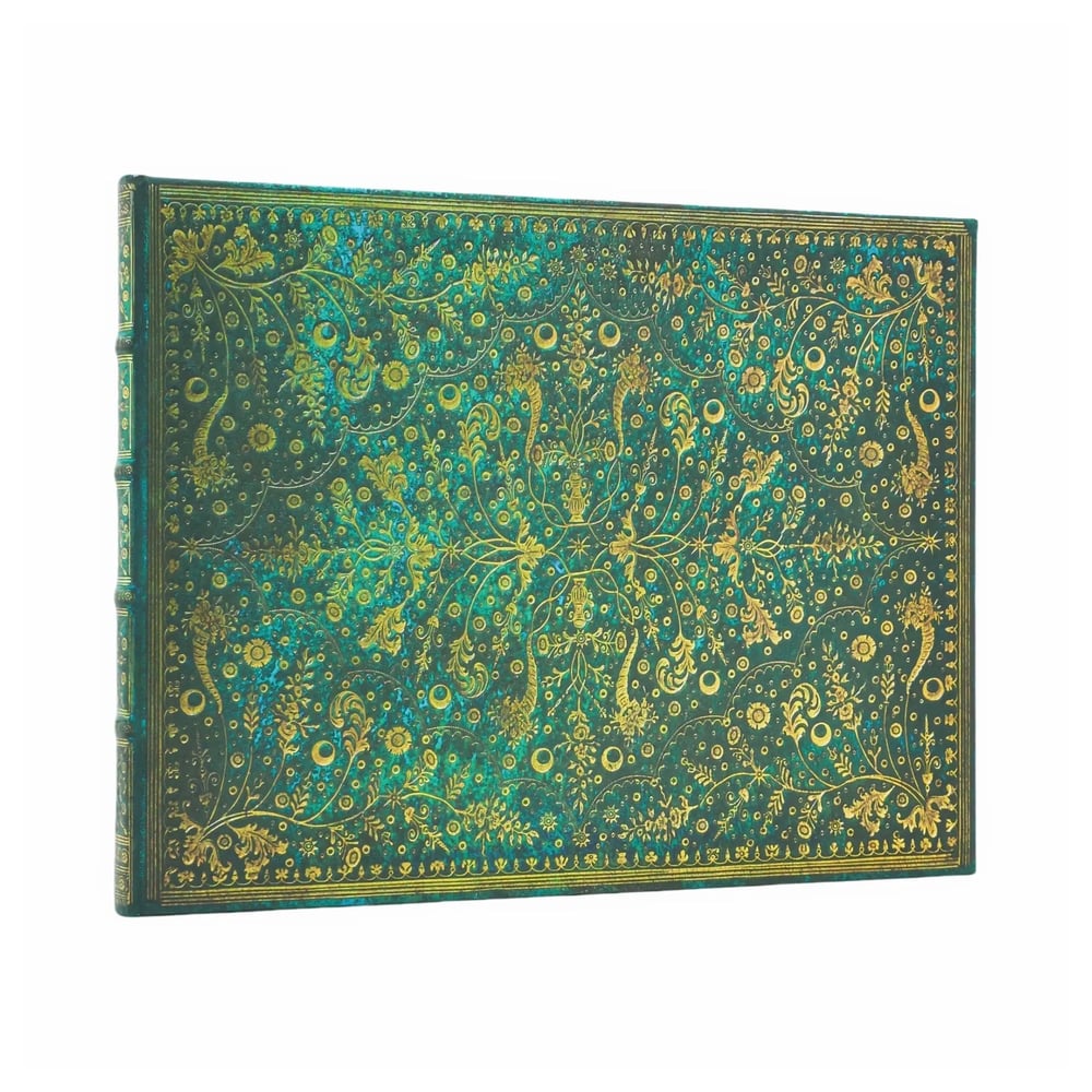 Paperblanks Книга за гости Emerald Flower, широки редове, 225 х 180 mm, 72 листа
