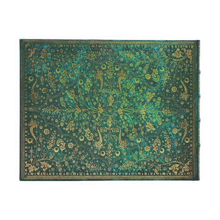Paperblanks Книга за гости Emerald Flower, широки редове, 225 х 180 mm, 72 листа
