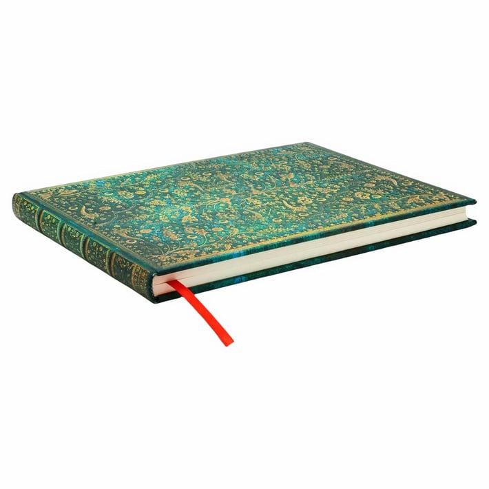 Paperblanks Книга за гости Emerald Flower, широки редове, 225 х 180 mm, 72 листа