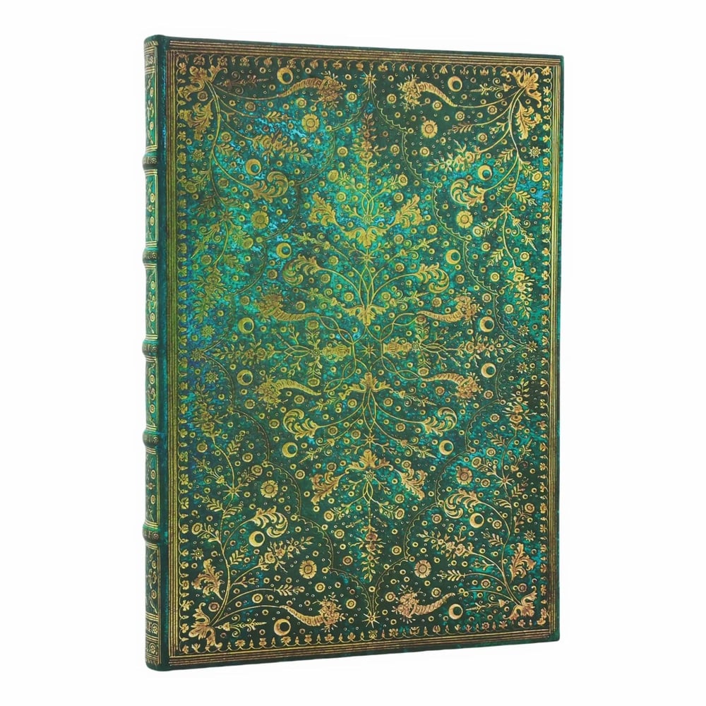 Paperblanks Тефтер Emerald Flower Grande, широки редове, твърда корица, 120 листа