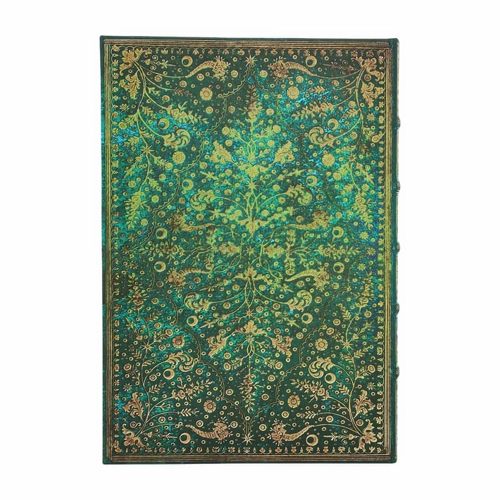 Paperblanks Тефтер Emerald Flower Grande, широки редове, твърда корица, 120 листа