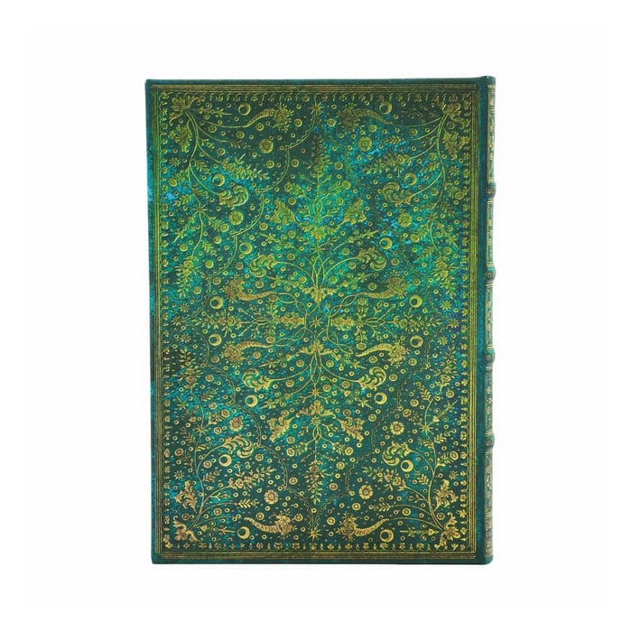 Paperblanks Тефтер Emerald Flower, Midi, широки редове, твърда корица, 72 листа