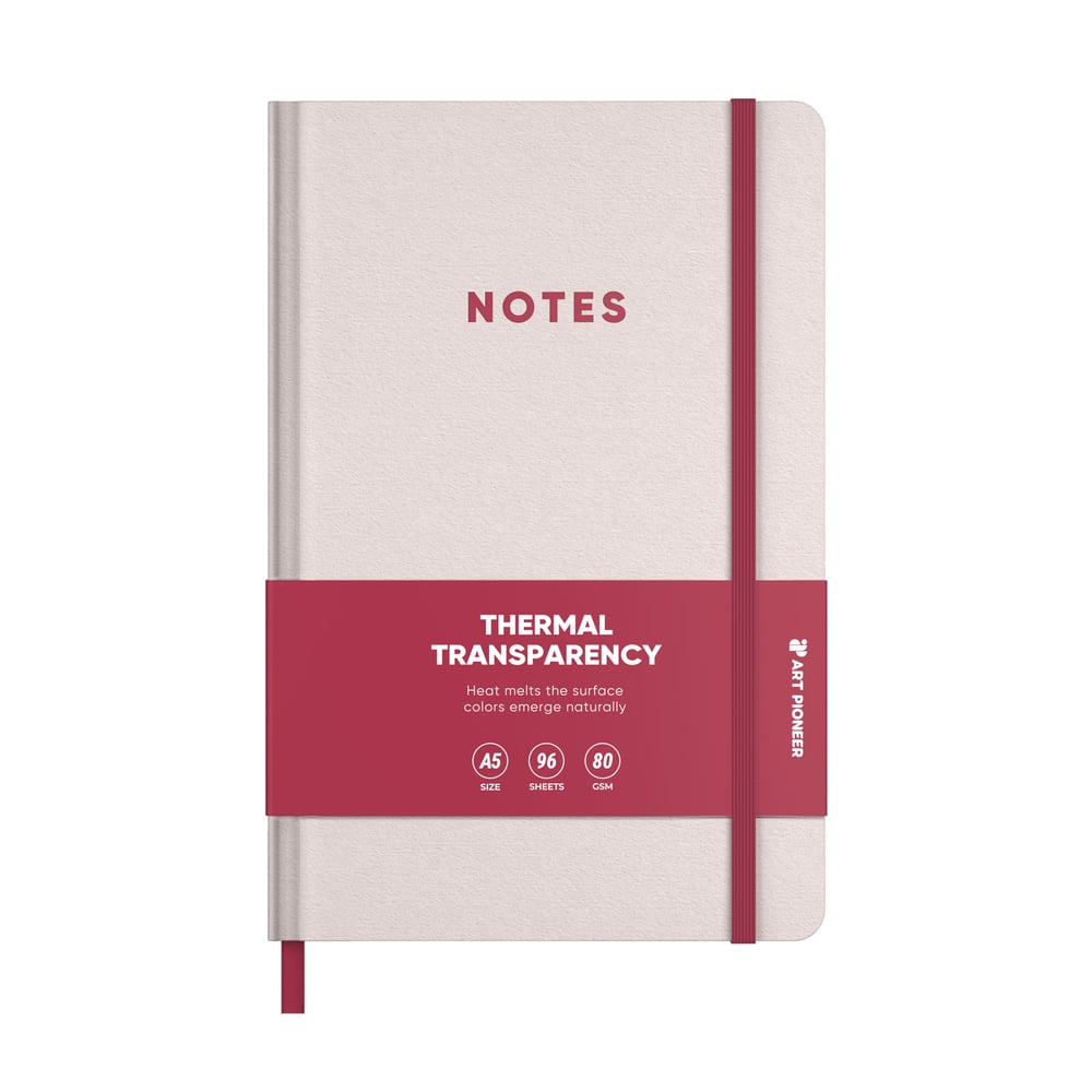 Art Pioneer Бележник, A5, твърда корица, с ластик, 96 листа, червен