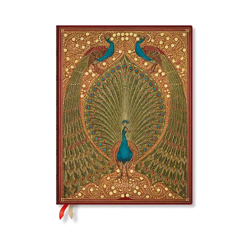 Paperblanks Планер Hafiz's Peacocks, Ultra, вертикален, твърда корица, 112 листа, за 2026-2027 година
