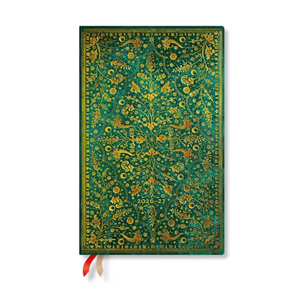 Paperblanks Планер Emerald Flower, Maxi, вертикален, твърда корица, 112 листа, за 2026-2027 година
