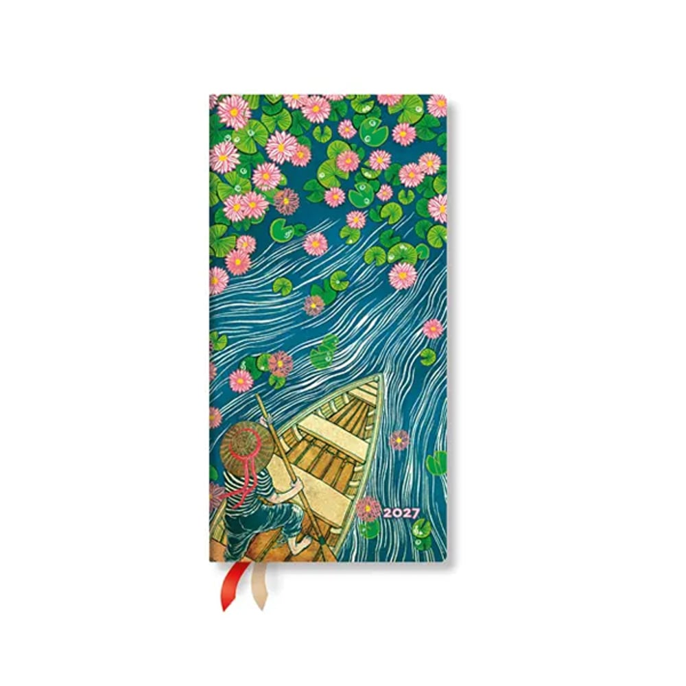 Paperblanks Планер Lotus River, Slim, хоризонтален, твърда корица, 88 листа, за 2027 година