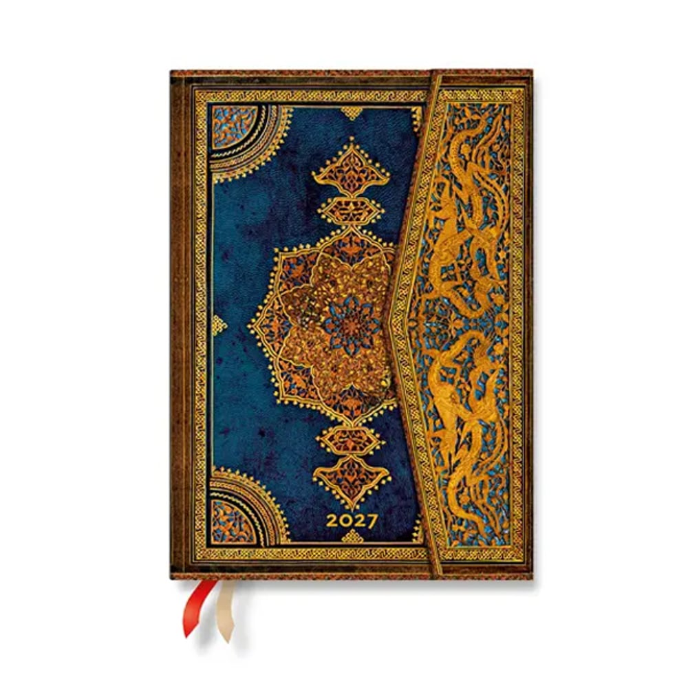 Paperblanks Планер Safavid Indigo, Midi, хоризонтален, твърда корица, 88 листа, за 2027 година