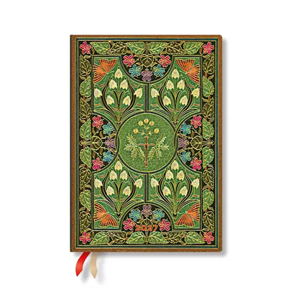 Paperblanks Планер Poetry in Bloom, Midi, вертикален, твърда корица, 88 листа, за 2027 година