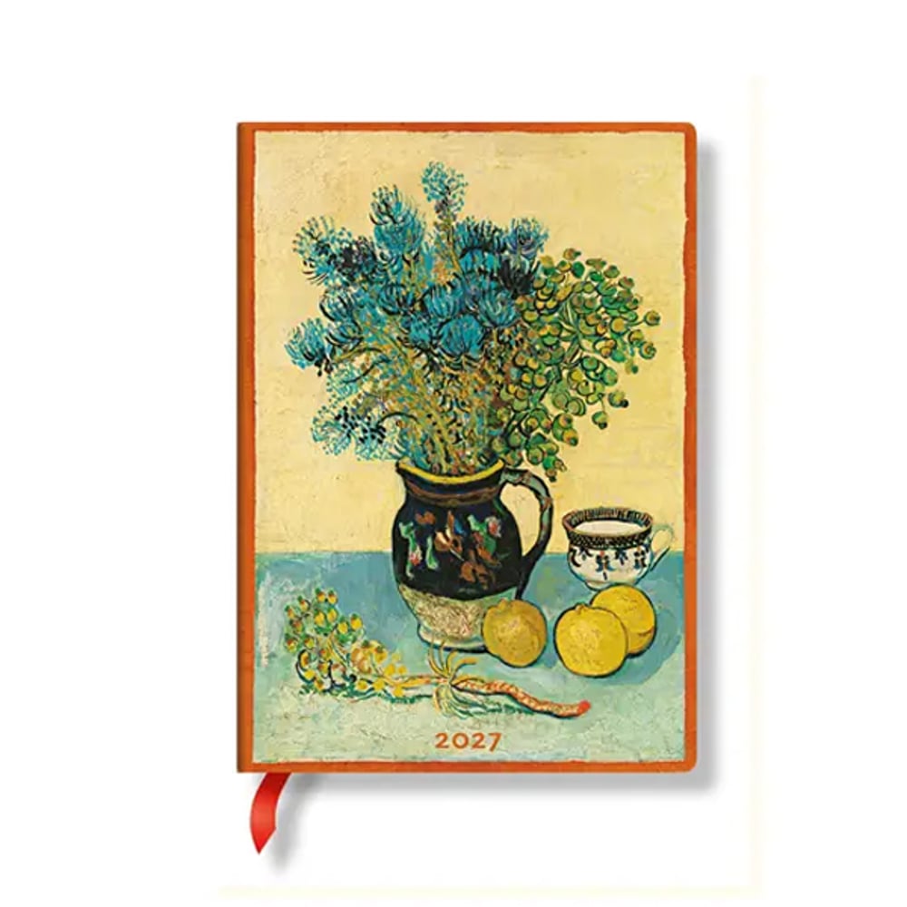 Paperblanks Планер Van Gogh's Still Life, Midi, вертикален, твърда корица, 88 листа, за 2027 година