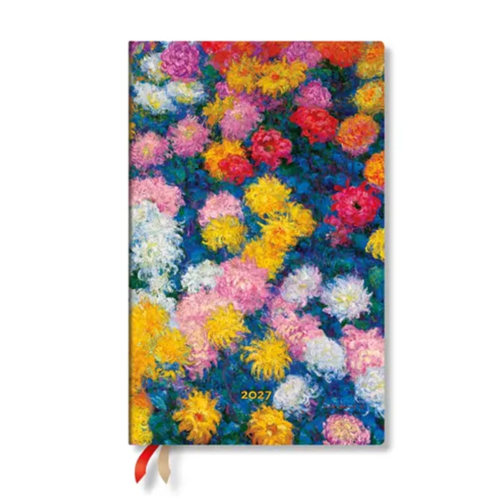 Paperblanks Планер Monet's Chrysanthemums, Maxi, вертикален, твърда корица, 88 листа, за 2027 година