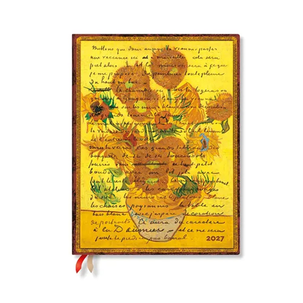 Paperblanks Планер Van Gogh Sunflowers, Ultra, хоризонтален, твърда корица, 88 листа, за 2027 година