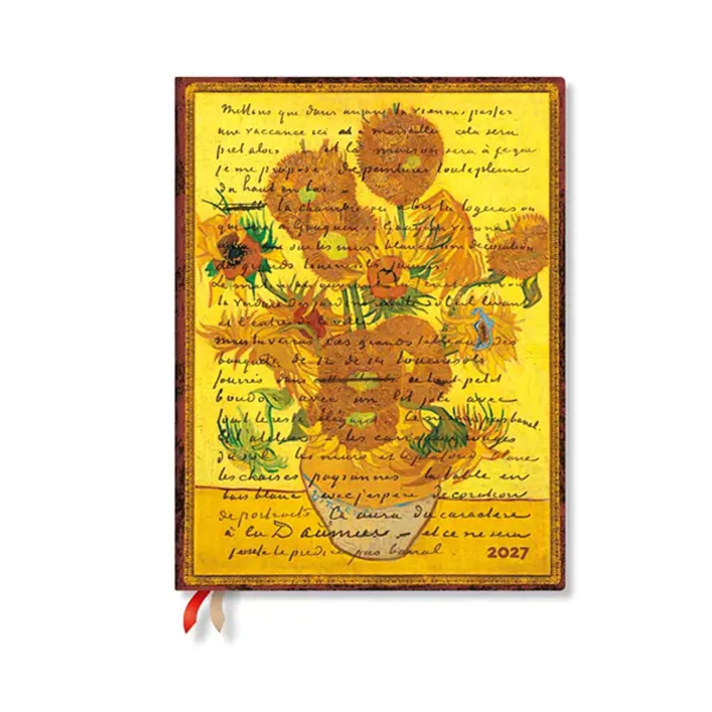 Paperblanks Планер Van Gogh Sunflowers, Ultra, вертикален, твърда корица, 88 листа, за 2027 година