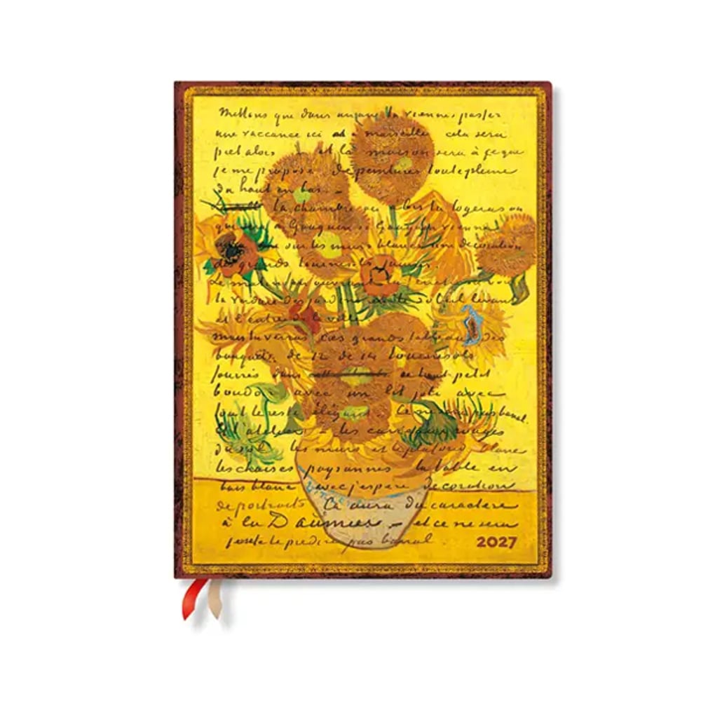 Paperblanks Планер Van Gogh Sunflowers, Ultra, Verso, твърда корица, 88 листа, за 2027 година