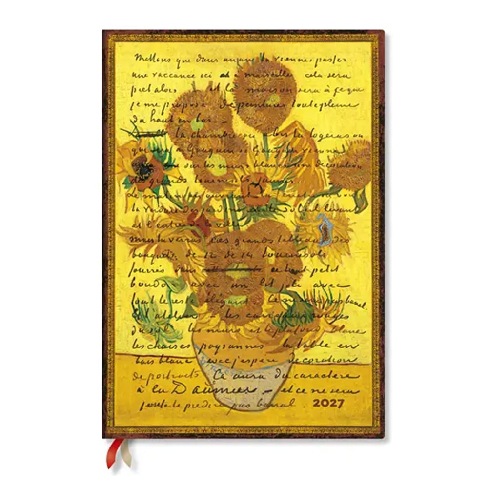 Paperblanks Планер Van Gogh Sunflowers, Grande, вертикален, твърда корица, 88 листа, за 2027 година