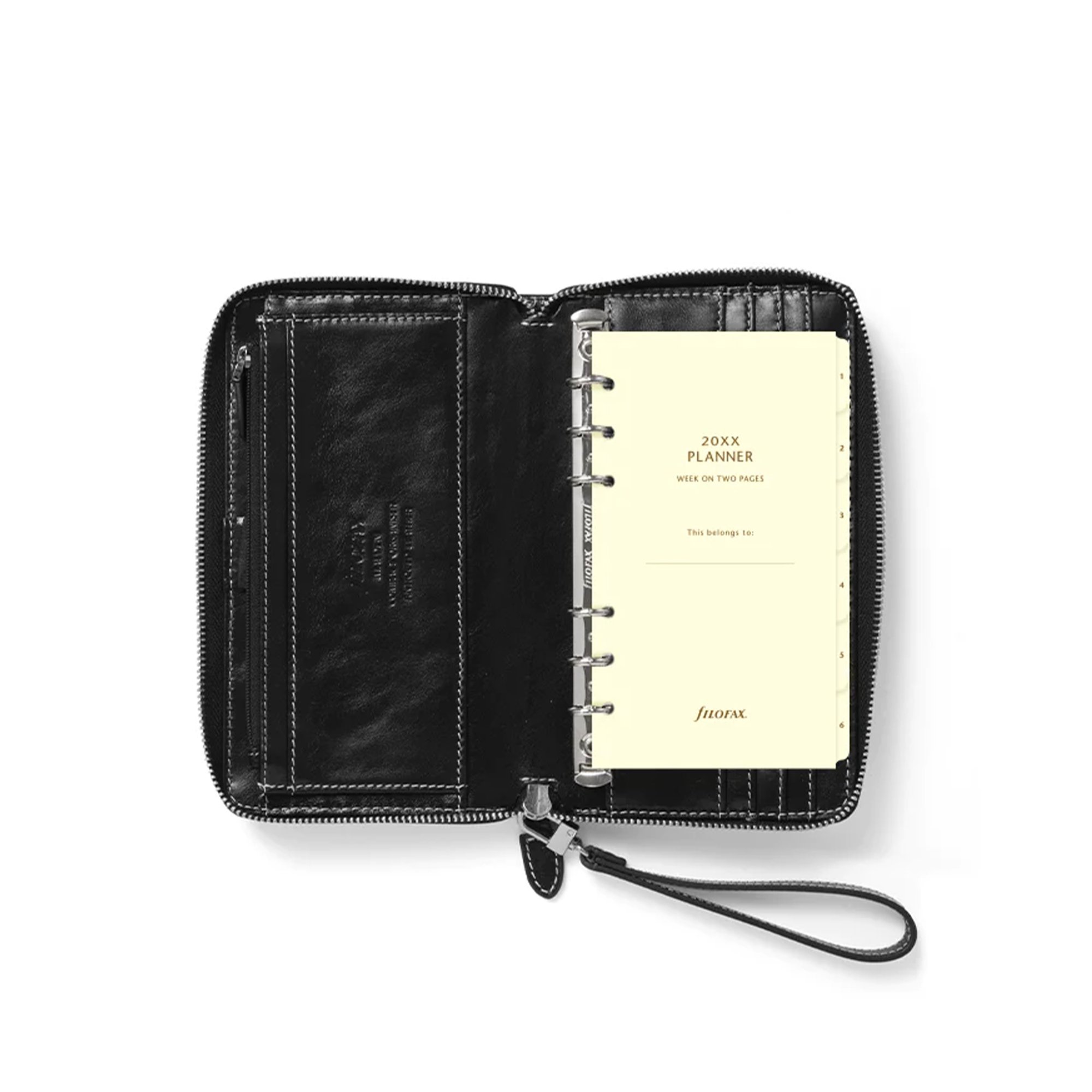 Filofax Органайзер Malden Personal Compact, с цип, черен