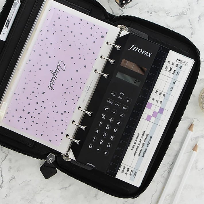 Filofax Органайзер Saffiano Personal Compact, с цип, черен