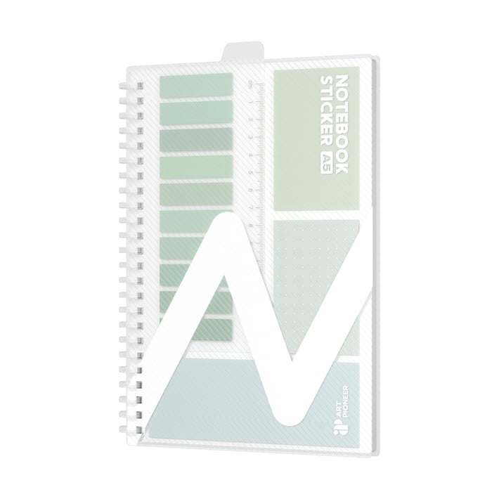 Art Pioneer Пад, A5, широки редове, със спирала, 80 листа, зелен