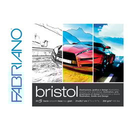 Fabriano Блок за рисуване Bristol, 297 x 420 mm, 250 g/m2, гладък, подлепен, 20 листа