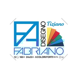 Fabriano Блок за рисуване Tiziano, 24 x 33 cm, 160 g/m2, наситени цветове, грапав, с ъгли, 6 цвята, 12 листа