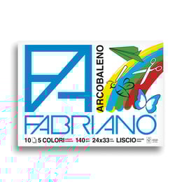 Fabriano Скицник за рисуване Arcobaleno, 24 x 33 cm, 140 g/m2, цветни листове, грапав, 5 цвята, 10 листа