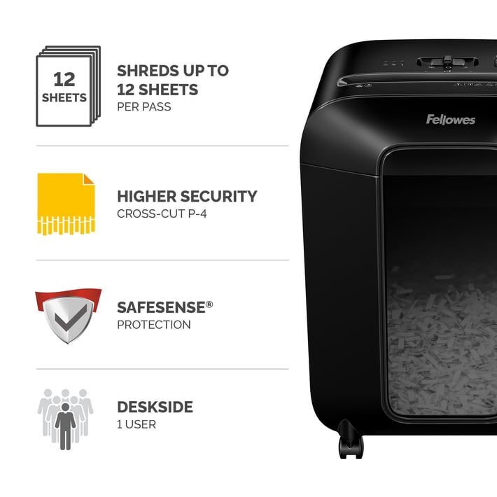 Fellowes Шредер за унищожаване на документи Powershred LX85, P-4, Cross-Cut, черен