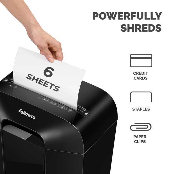 Fellowes Шредер за унищожаване на документи Powershred LX25, P-4, Cross-Cut, черен