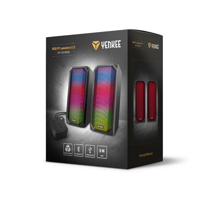 Yenkee Тонколони 2004RGB, Bluetooth 5.0, USB 2.0, с подсветка