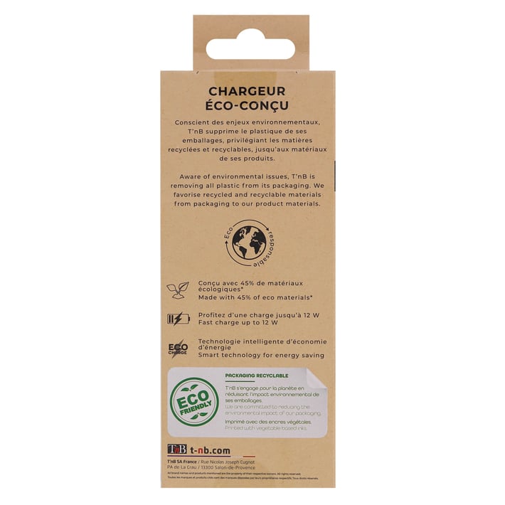 Зарядно устройство TNB Eco, 2.4 A, USB