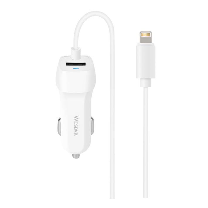 Wesdar Зарядно за кола, с USB и Lightning кабел