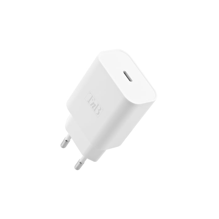 TNB Зарядно за телефон, 20 W, с USB Type C кабел, бяло