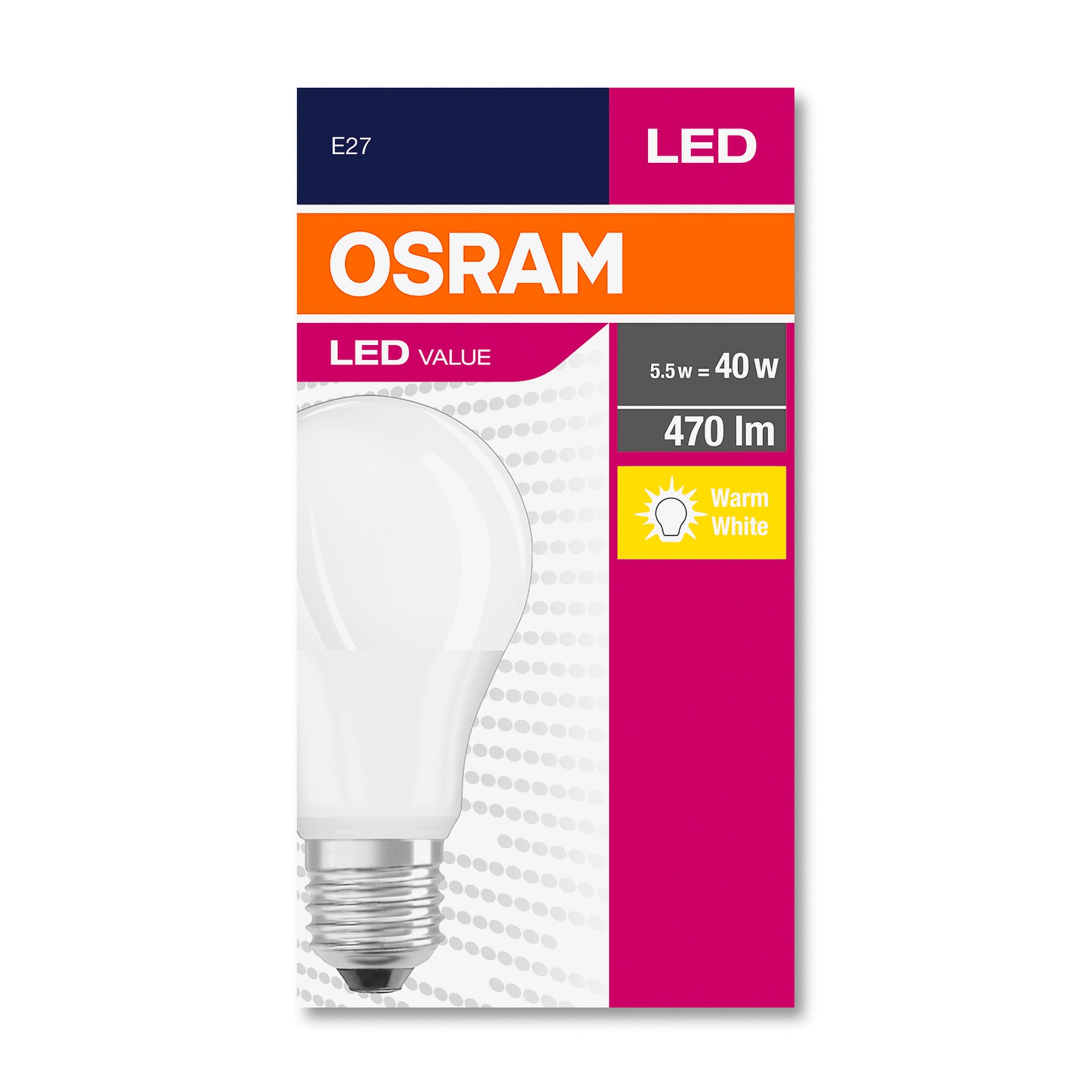 Osram Kрушка LED, E27, 6W, 230V, 470 lm, 2700K