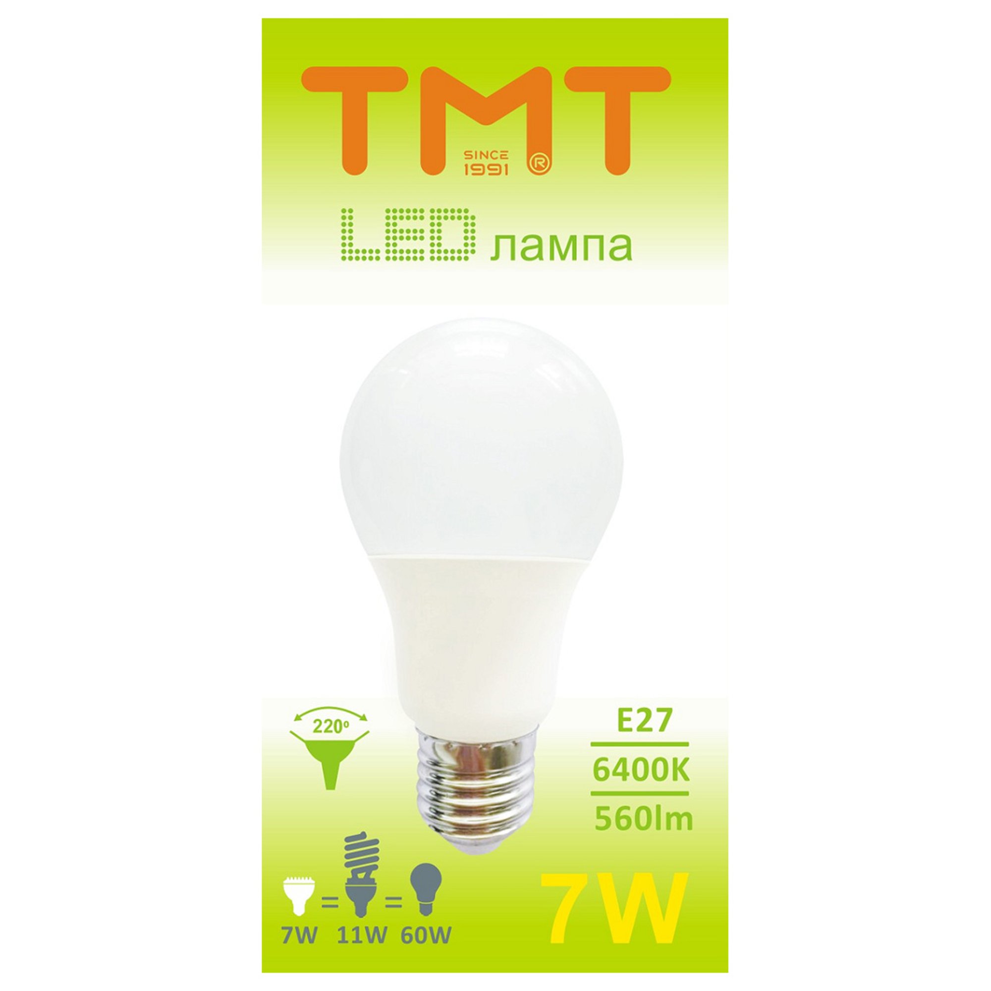 Tmt Крушка LED,E27, 7W, 230V, 560 lm, 6400k