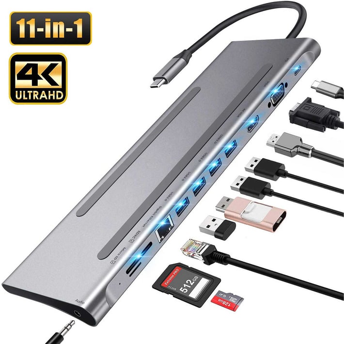 TNB Докинг станция, 11 в 1, USB Type C кабел, 20 cm