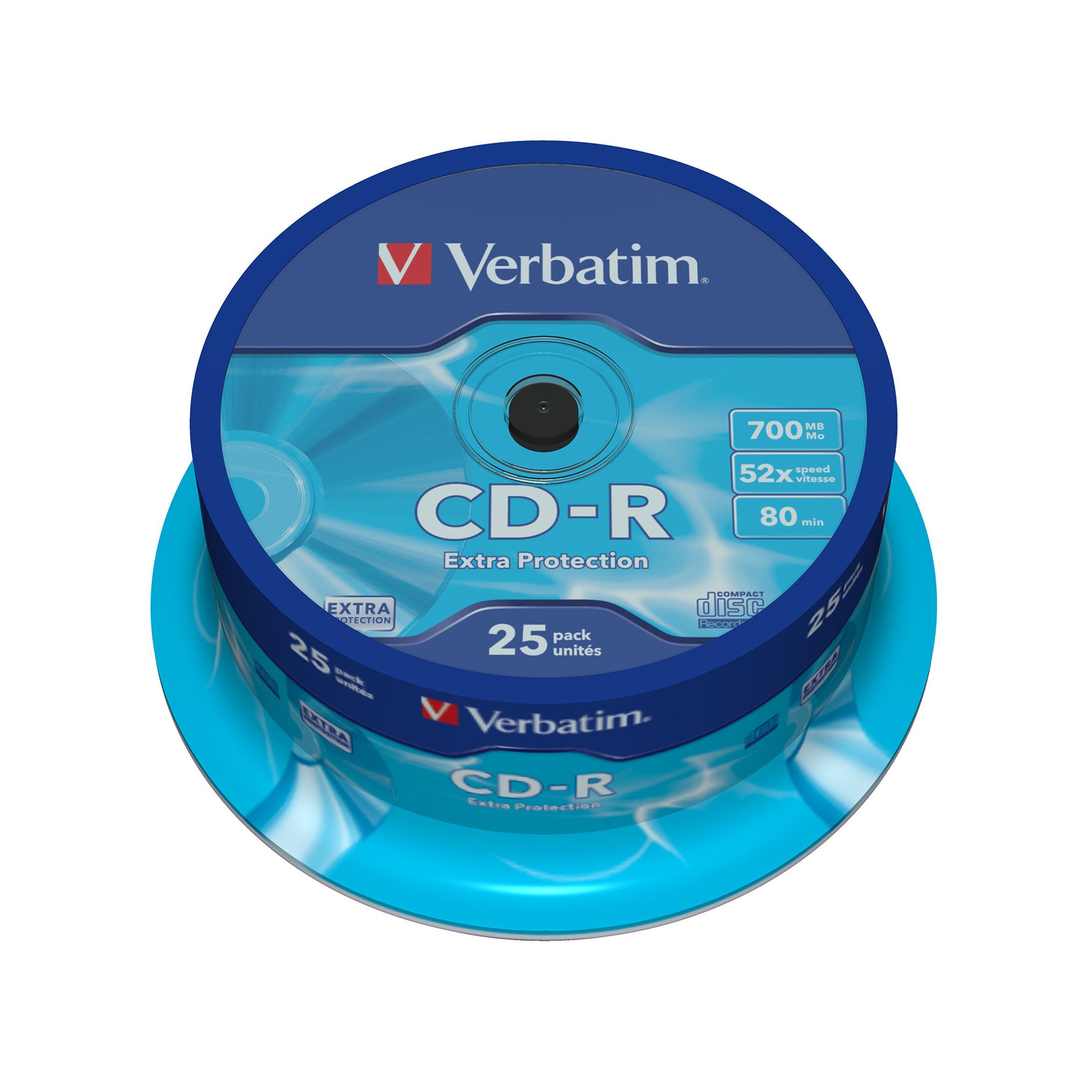 Verbatim CD-R, 700 MB, 52x, със защитно покритие, 25 броя в шпиндел