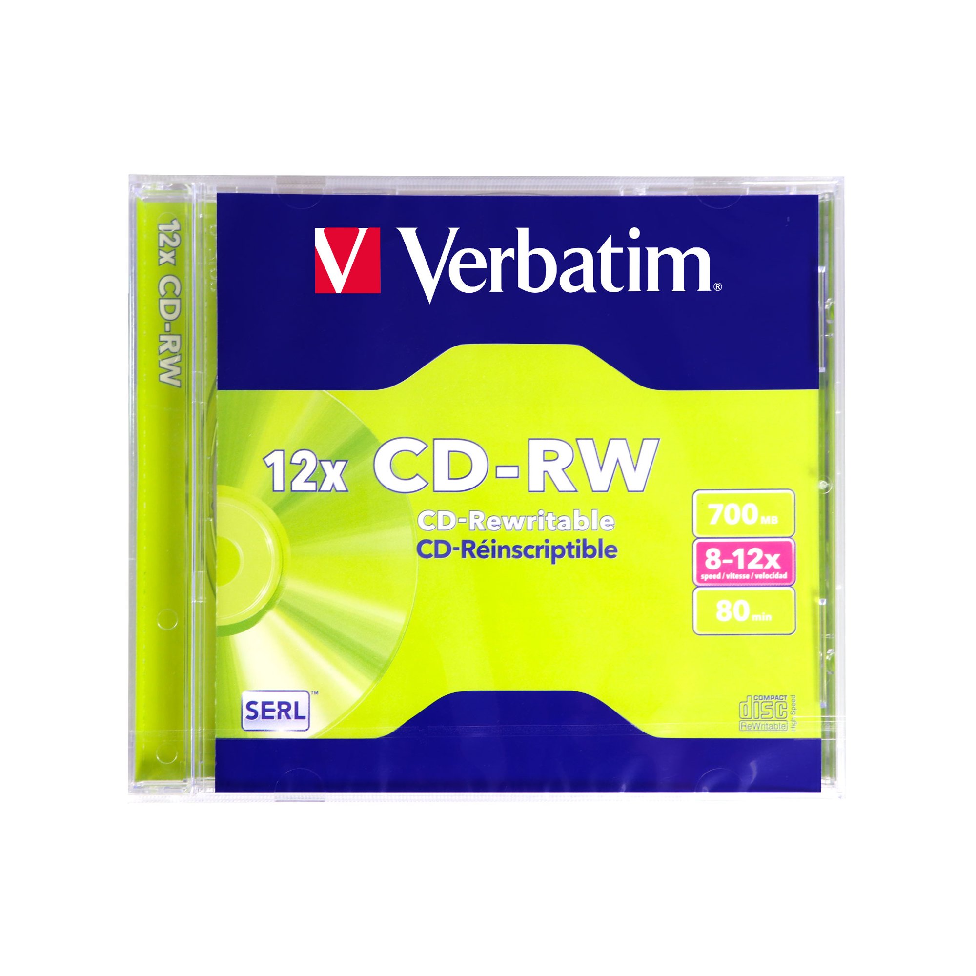 Verbatim CD-RW, презаписваем, 700 MB, 12x, с покритие против надраскване, в кутия