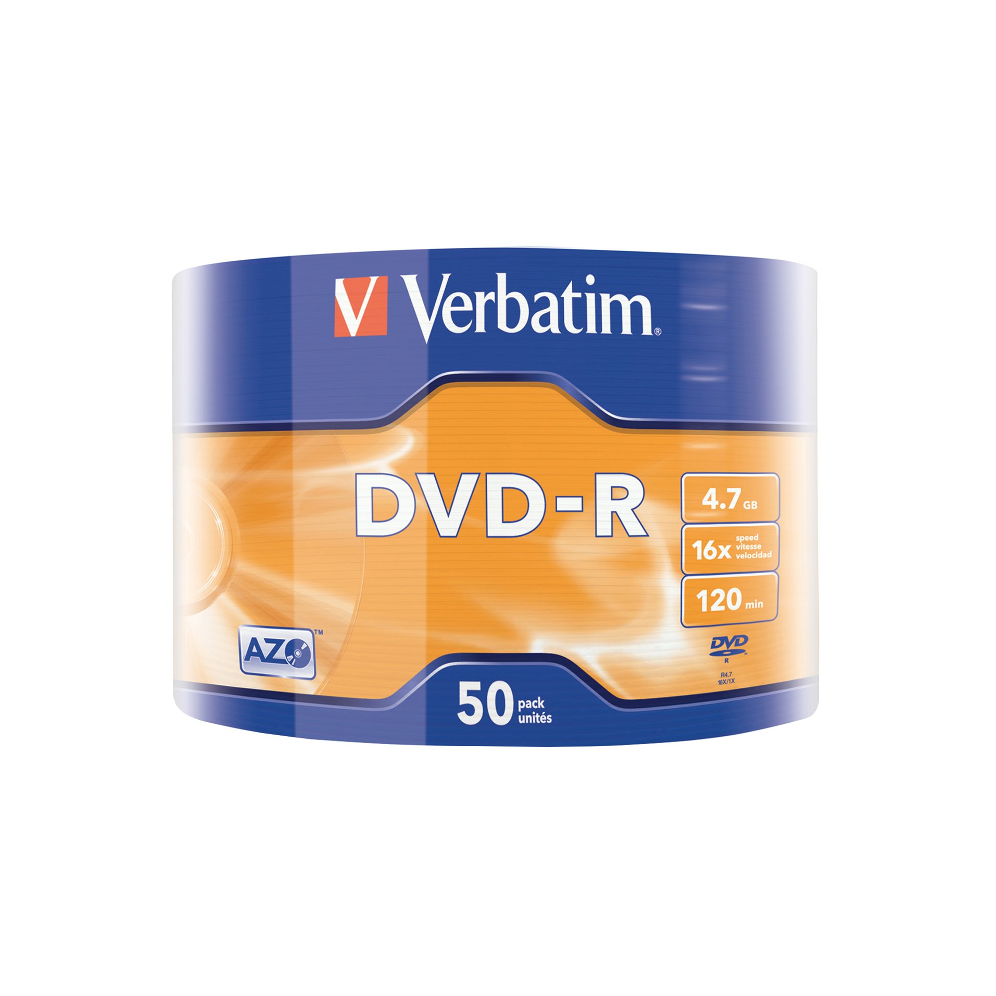 Verbatim DVD-R, 4.7 GB, 16x, AZO покритие, 50 броя, фолирани