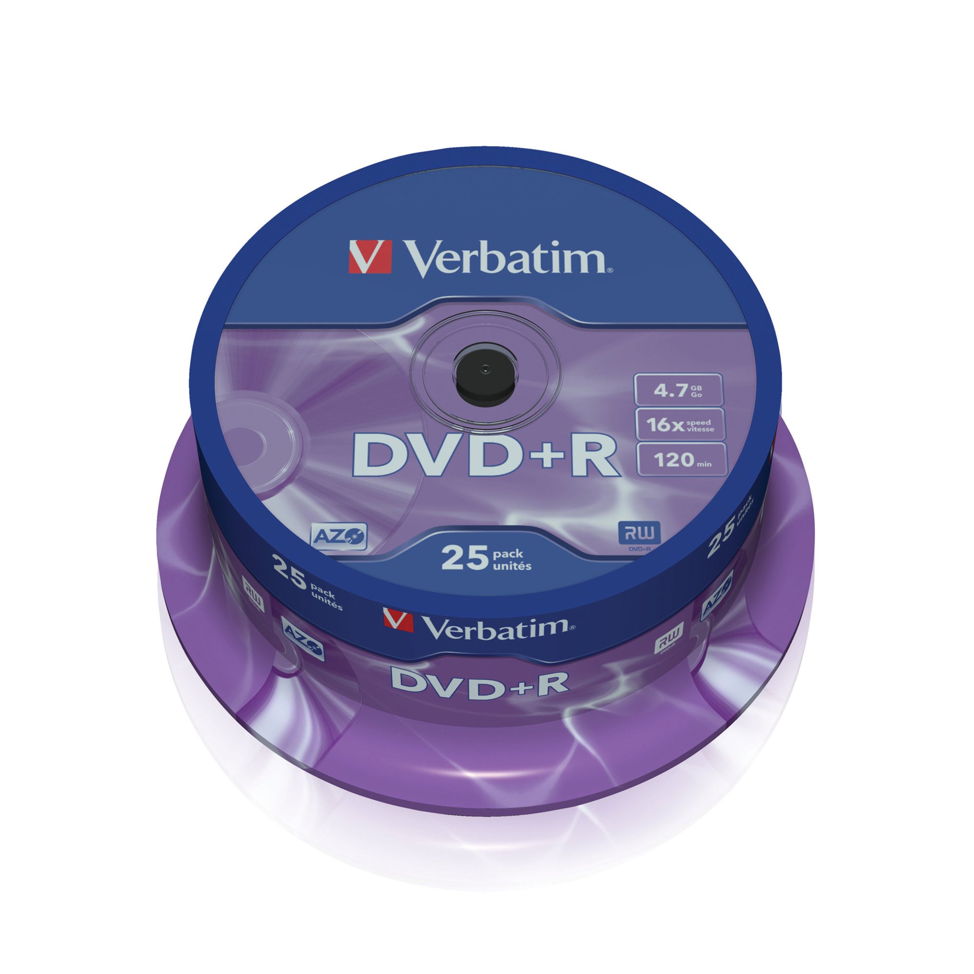 Verbatim DVD+R, 4.7 GB, 16x, AZO покритие, 25 броя в шпиндел