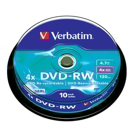 Verbatim DVD-RW, презаписваем, 4.7 GB, 4x, 10 броя в шпиндел