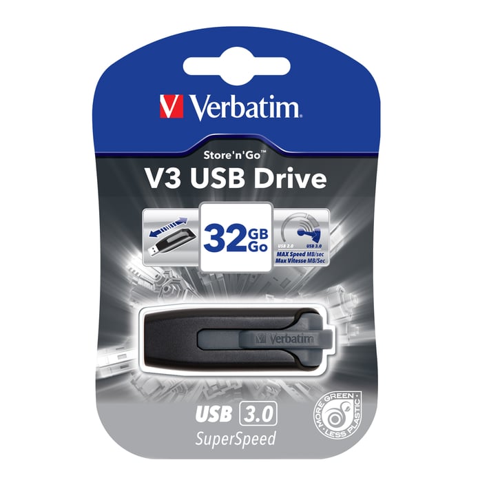 Verbatim USB флаш памет V3, USB 3.2, 32 GB, черна